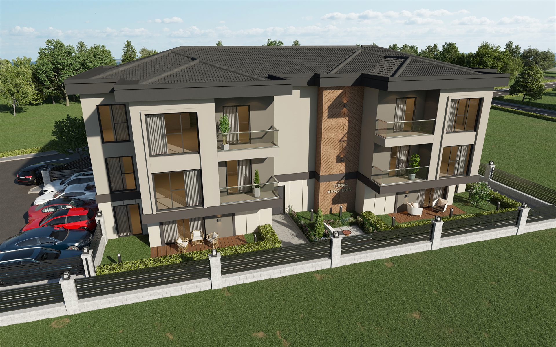 Turna Residence modern konut projesi genel görünüm renderı